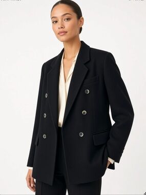 Saks Fifth Avenue Black Double-Breasted Blazer